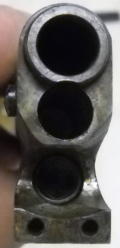detail, Colt 1851 barrel rear and forcing cone